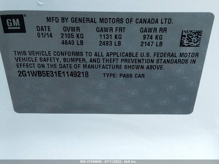 2014 CHEVROLET IMPALA LIMITED LT - 2G1WB5E31E1149218