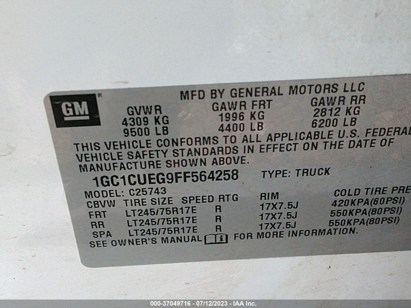 2015 CHEVROLET SILVERADO 2500HD WORK TRUCK - 1GC1CUEG9FF564258