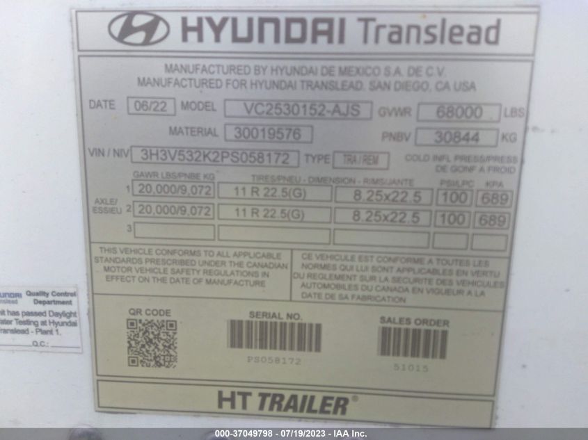 2023 HYUNDAI 150 3H3V532K2PS058172
