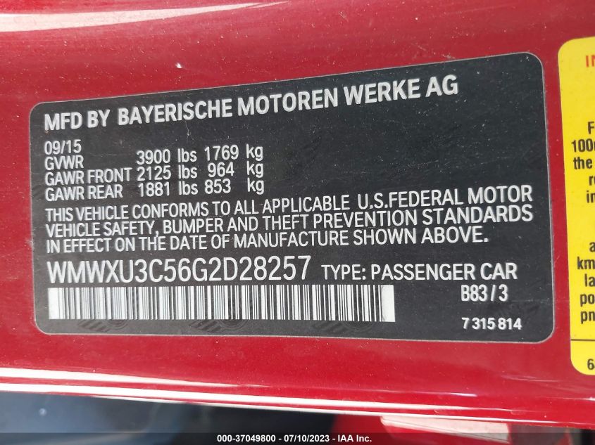 2016 MINI COOPER HARDTOP 4 DOOR S WMWXU3C56G2D28257
