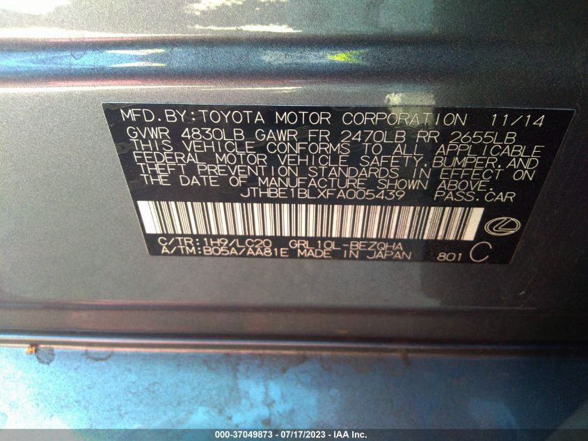 2015 LEXUS GS 350 - JTHBE1BLXFA005439
