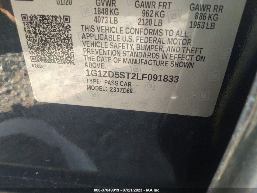 2020 CHEVROLET MALIBU LT - 1G1ZD5ST2LF091833