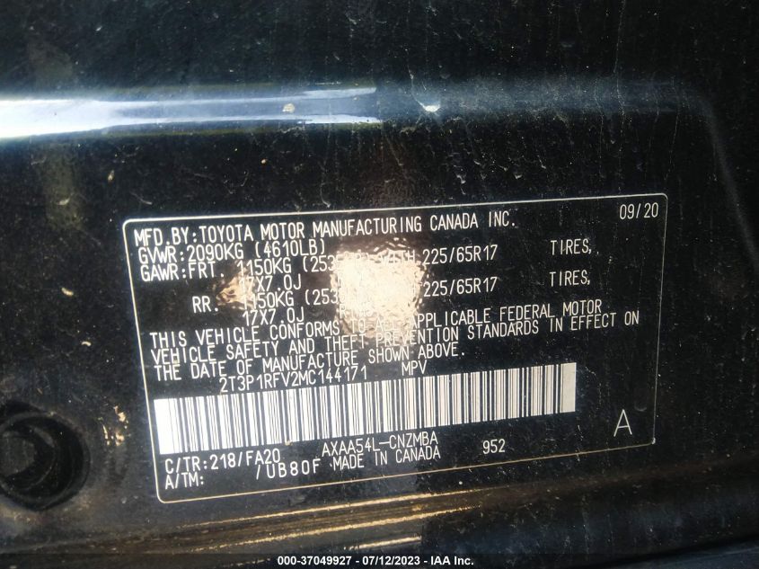 2021 TOYOTA RAV4 XLE - 2T3P1RFV2MC144171