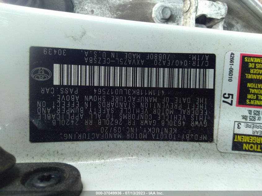 4T1M11BK3LU017564 Toyota Camry SE 9