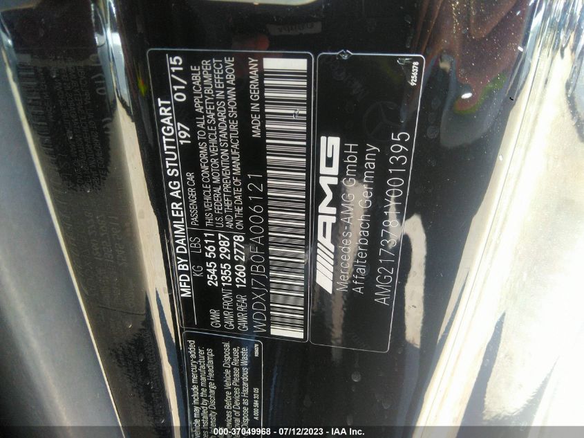 2015 MERCEDES-BENZ S-CLASS S 63 AMG - WDDXJ7JB0FA006121