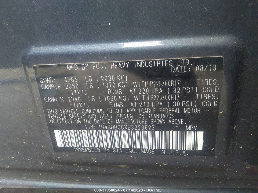 2014 SUBARU OUTBACK 2.5I PREMIUM - 4S4BPBCCXE3228623