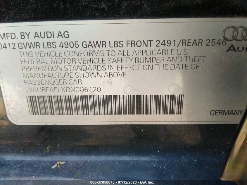 2013 AUDI A4 PREMIUM - WAUBFAFLXDN006120
