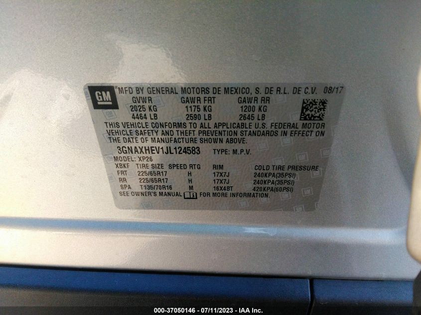 2018 CHEVROLET EQUINOX LS - 3GNAXHEV1JL124583