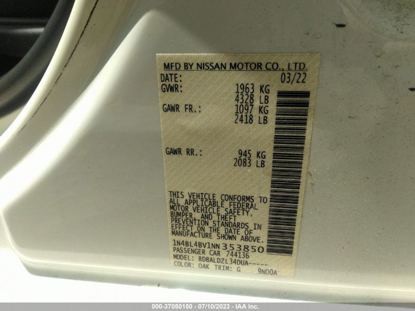 2022 NISSAN ALTIMA 2.5 S - 1N4BL4BV1NN353850