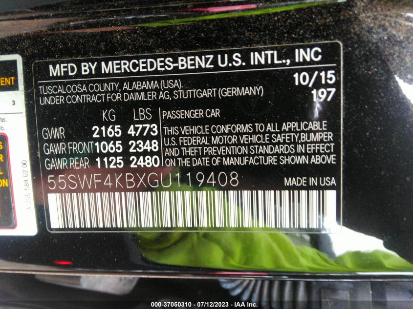2016 MERCEDES-BENZ C-CLASS C 300 - 55SWF4KBXGU119408
