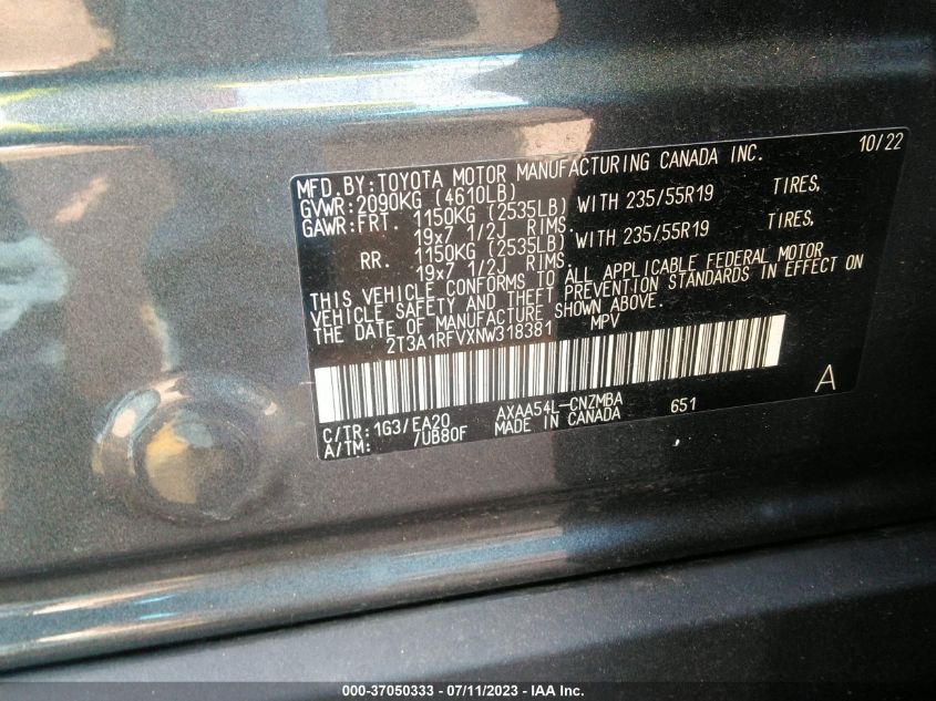 2022 TOYOTA RAV4 XLE PREMIUM - 2T3A1RFVXNW318381
