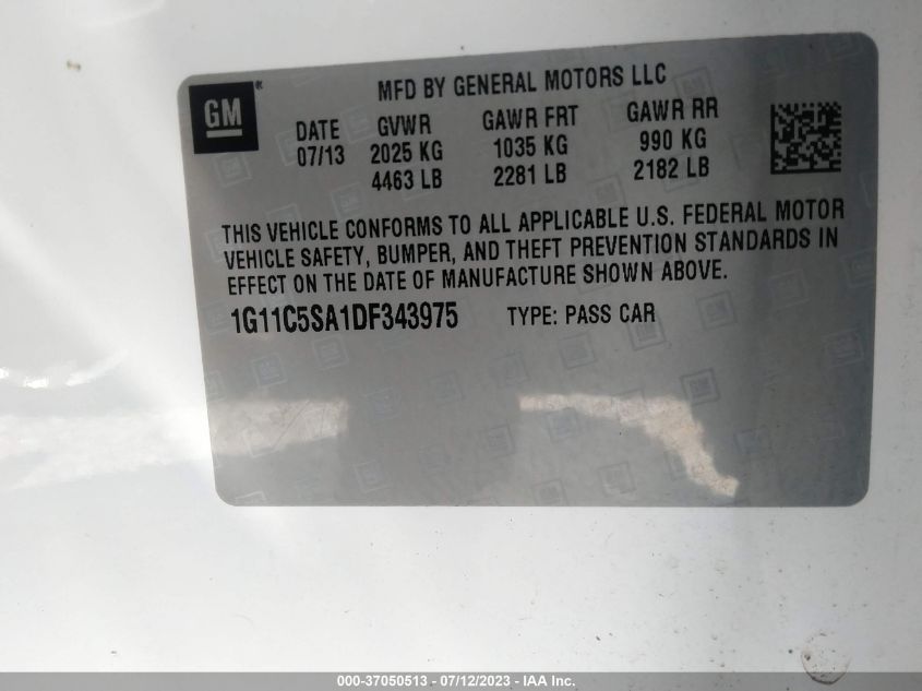 2013 CHEVROLET MALIBU LT - 1G11C5SA1DF343975