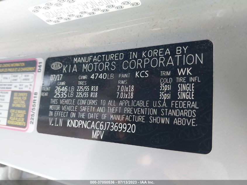 2018 KIA SPORTAGE EX - KNDPNCAC6J7369920