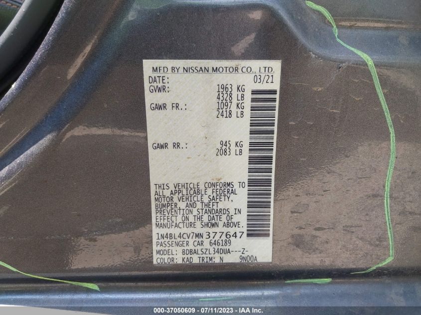 2021 NISSAN ALTIMA 2.5 SR - 1N4BL4CV7MN377647