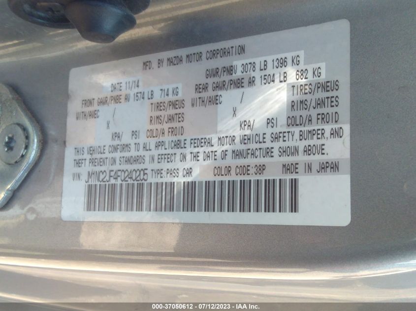 2015 MAZDA MX-5 MIATA SPORT - JM1NC2JF4F0240205