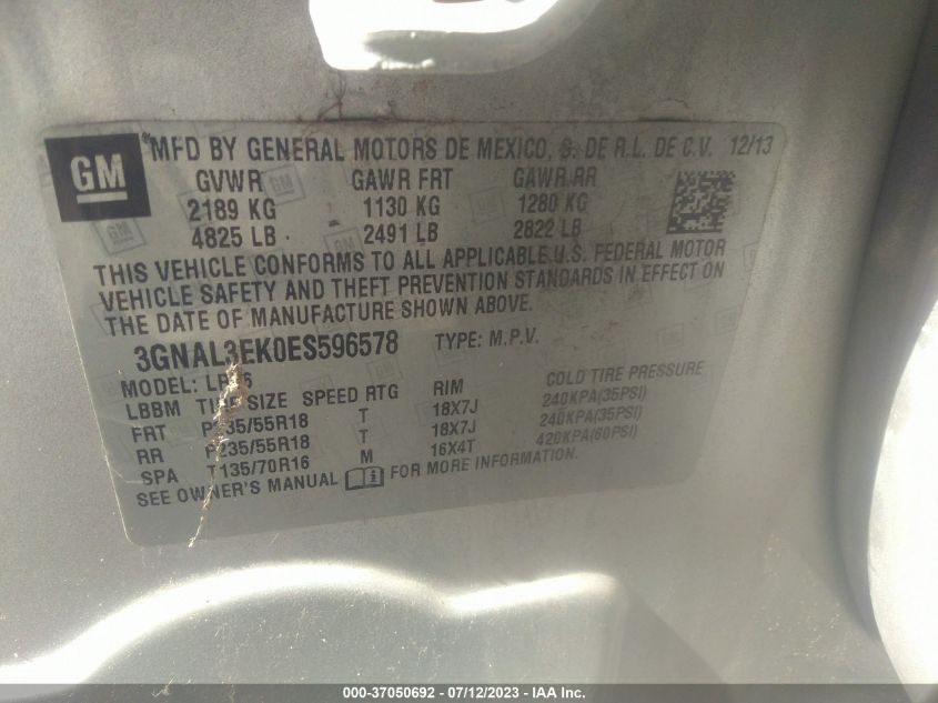 2014 CHEVROLET CAPTIVA SPORT FLEET LT - 3GNAL3EK0ES596578