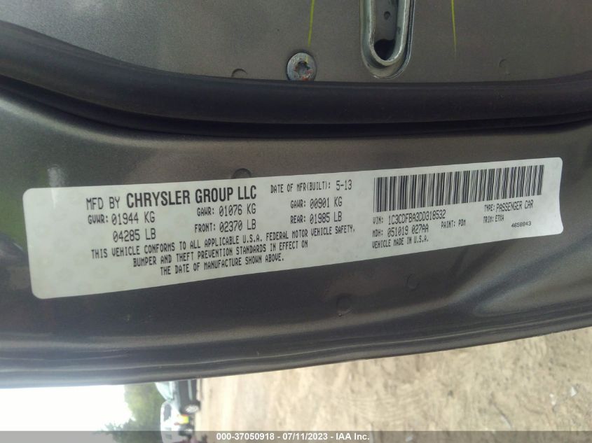 2013 DODGE DART SXT - 1C3CDFBA3DD318532