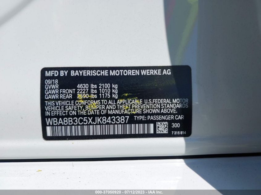 2018 BMW 3 SERIES 340I - WBA8B3C5XJK843387