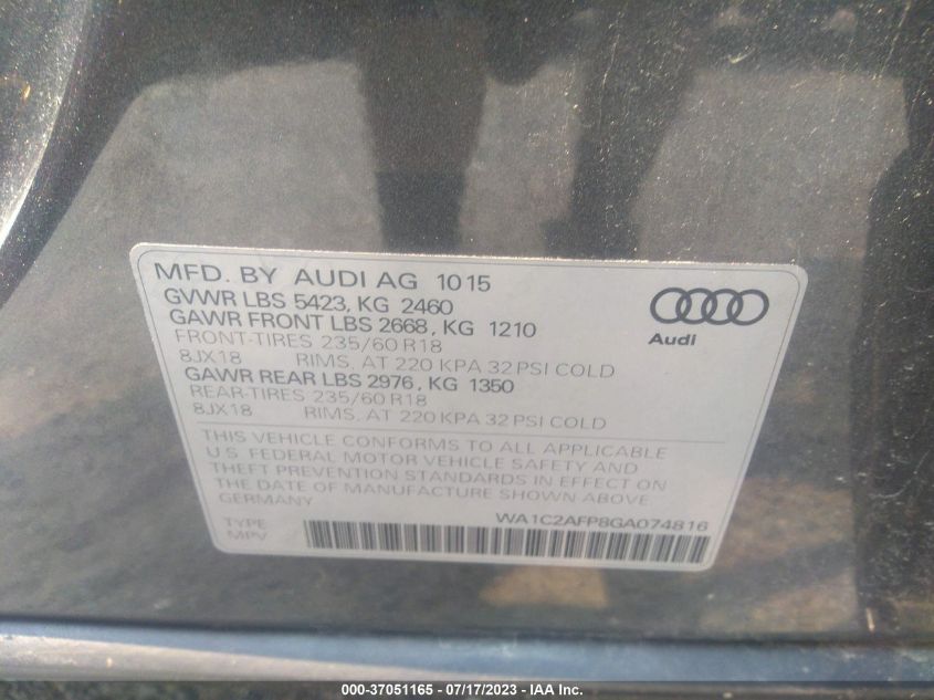 WA1C2AFP8GA074816 2016 AUDI Q5, photo no. 9