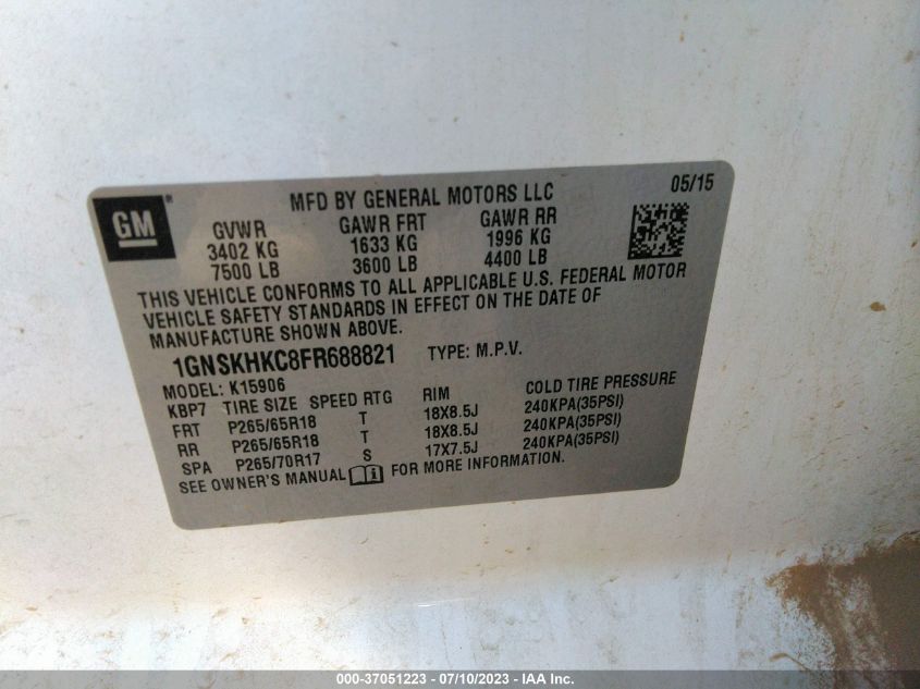 2015 CHEVROLET SUBURBAN LS - 1GNSKHKC8FR688821