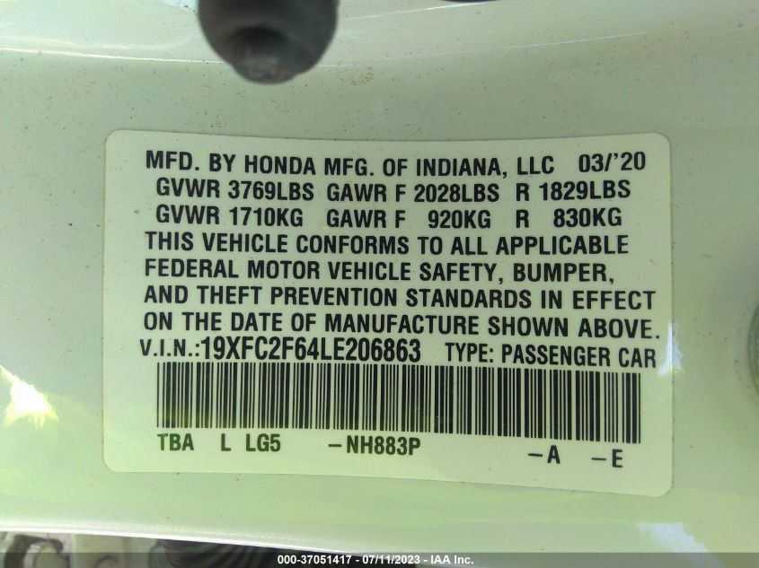 2020 HONDA CIVIC SEDAN LX - 19XFC2F64LE206863