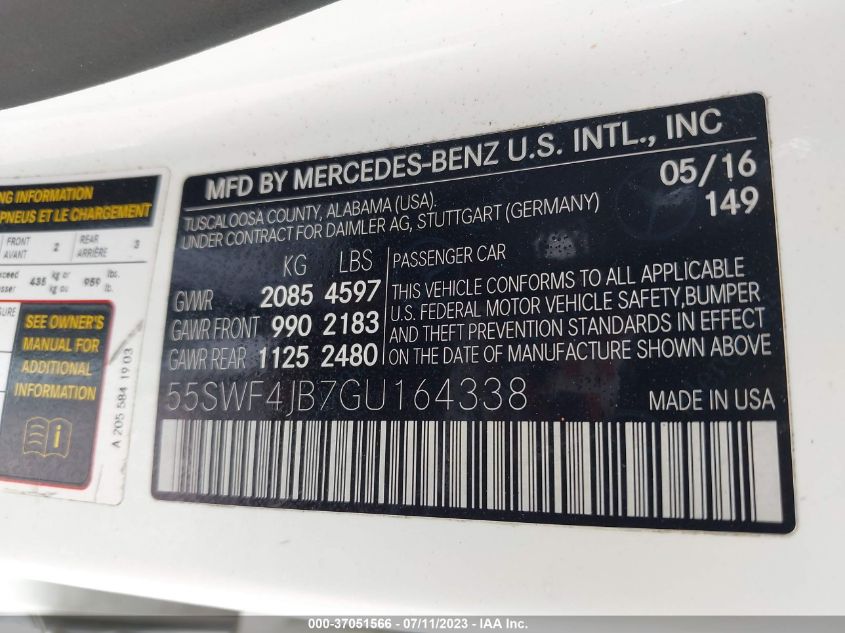2016 MERCEDES-BENZ C-CLASS C 300 - 55SWF4JB7GU164338