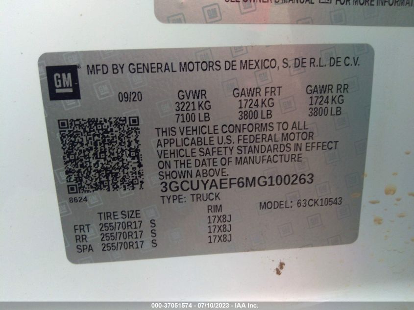 2021 CHEVROLET SILVERADO 1500 WORK TRUCK - 3GCUYAEF6MG100263