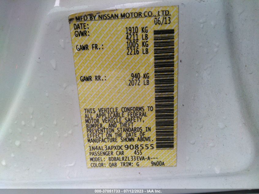 2013 NISSAN ALTIMA 2.5 S - 1N4AL3APXDC908555