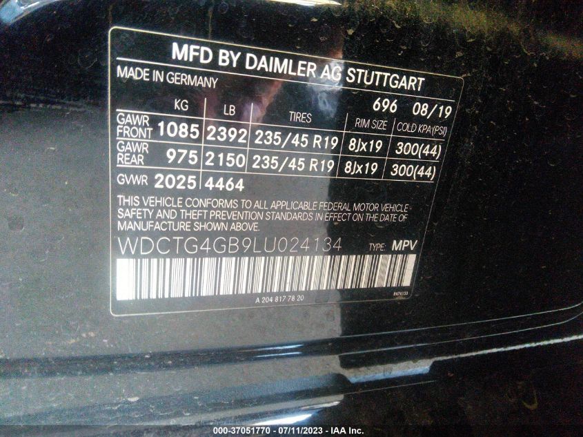 2020 MERCEDES-BENZ GLA 250 - WDCTG4GB9LU024134