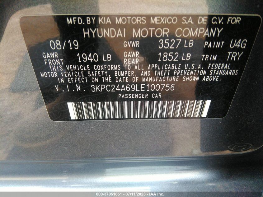 2020 HYUNDAI ACCENT SE - 3KPC24A69LE100756