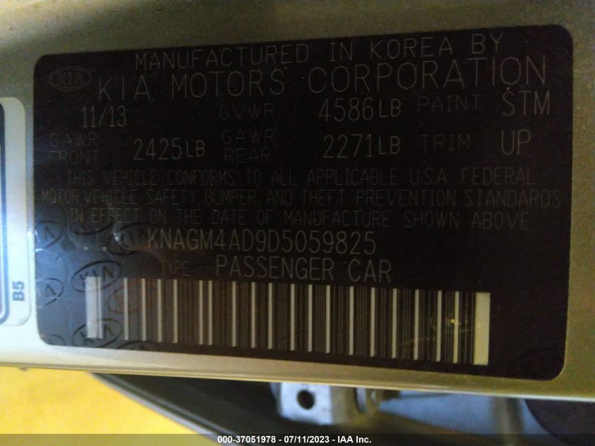 2013 KIA OPTIMA HYBRID EX - KNAGM4AD9D5059825