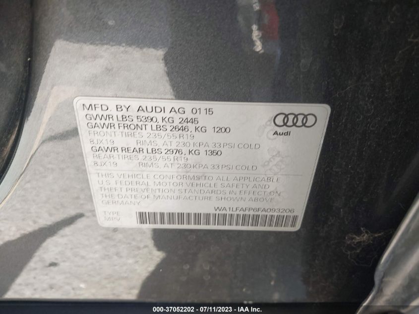 WA1LFAFP6FA093206 2015 AUDI Q5, photo no. 9