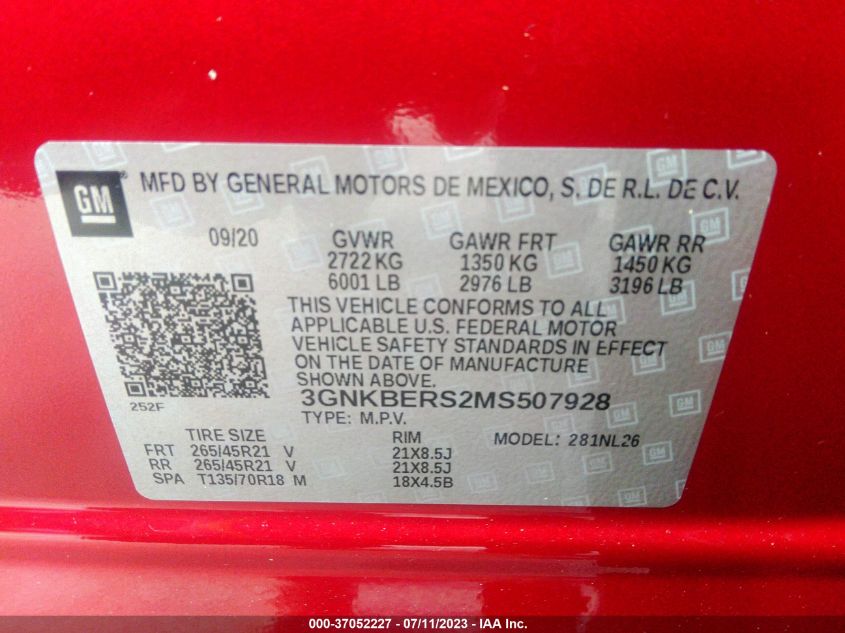 2021 CHEVROLET BLAZER RS - 3GNKBERS2MS507928