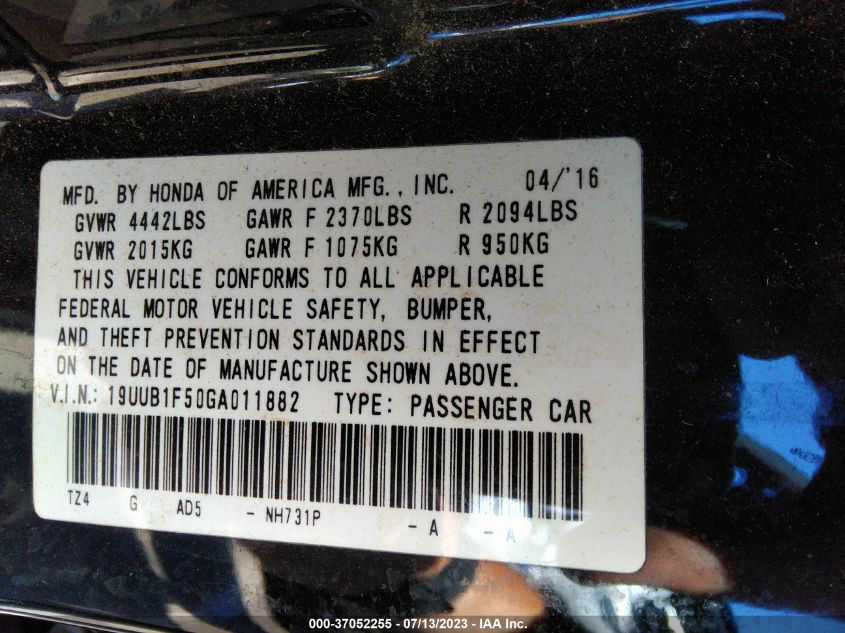 2016 ACURA TLX TECH - 19UUB1F50GA011882