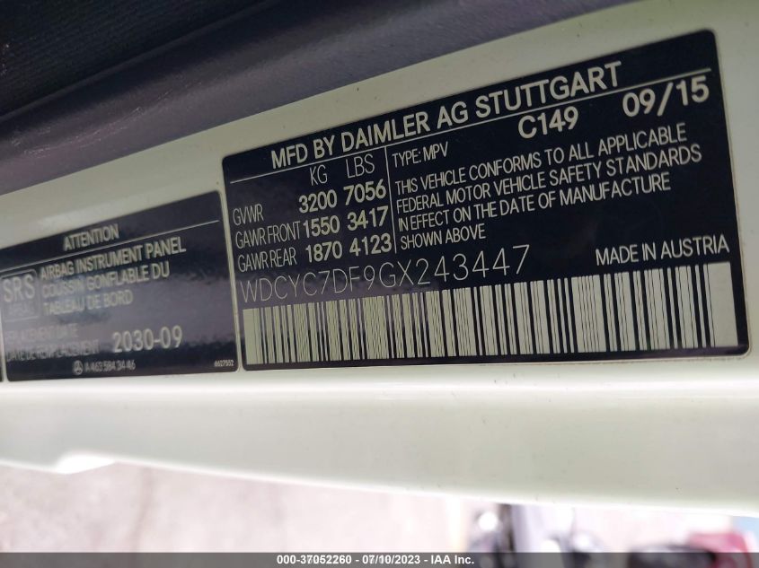 2016 MERCEDES-BENZ G-CLASS AMG G 63 WDCYC7DF9GX243447