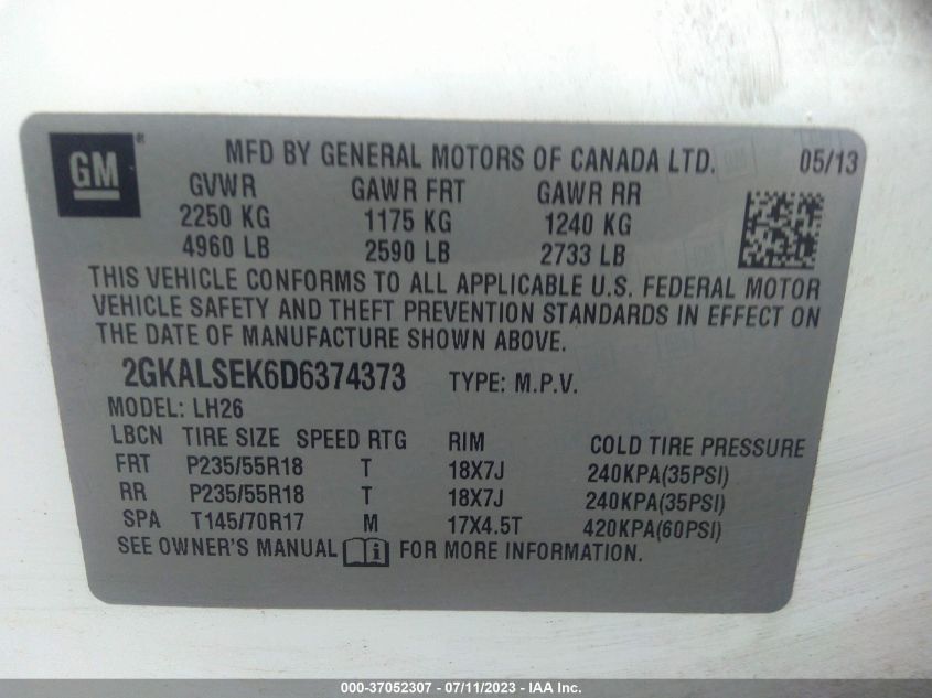 2013 GMC TERRAIN SLE - 2GKALSEK6D6374373