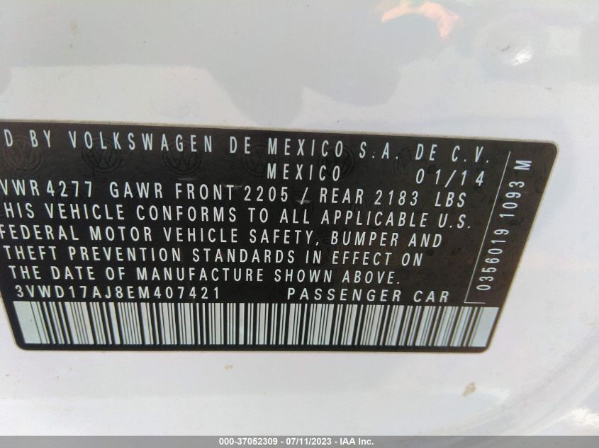 2014 VOLKSWAGEN JETTA SEDAN SE - 3VWD17AJ8EM407421