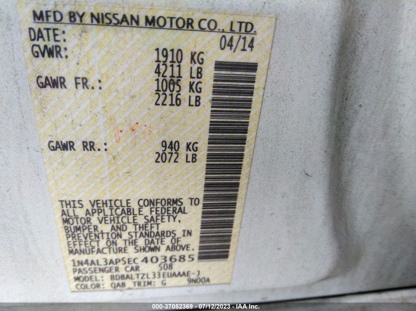 2014 NISSAN ALTIMA 2.5 - 1N4AL3AP5EC403685