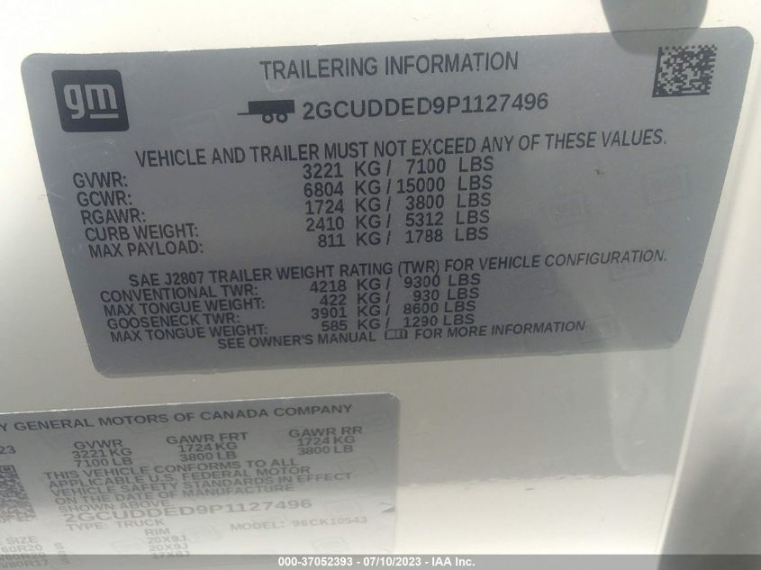2023 CHEVROLET SILVERADO 1500 LT - 2GCUDDED9P1127496