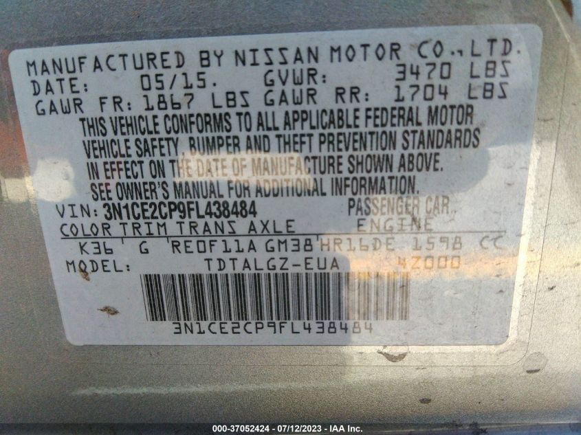 2015 NISSAN VERSA NOTE SR - 3N1CE2CP9FL438484