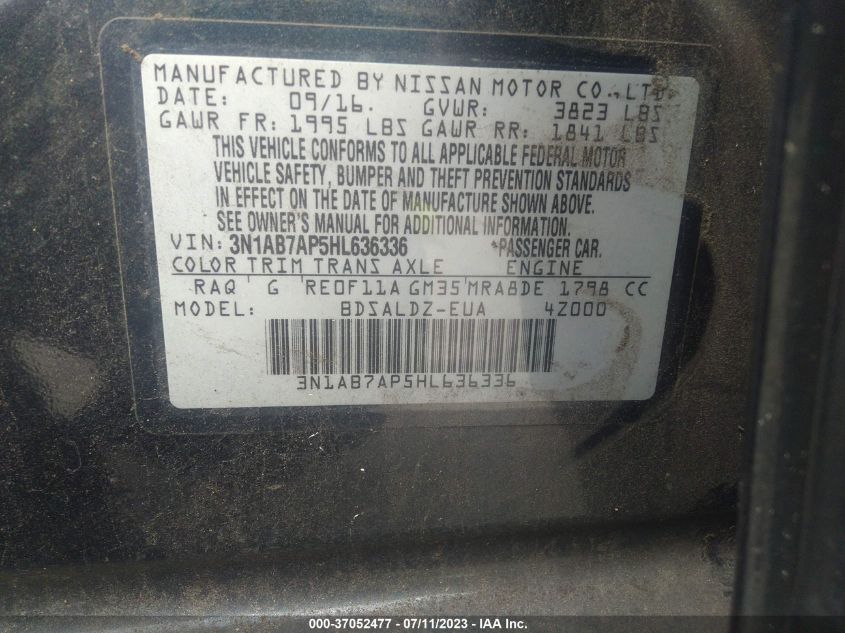 2017 NISSAN SENTRA S/SV/SR/SL - 3N1AB7AP5HL636336