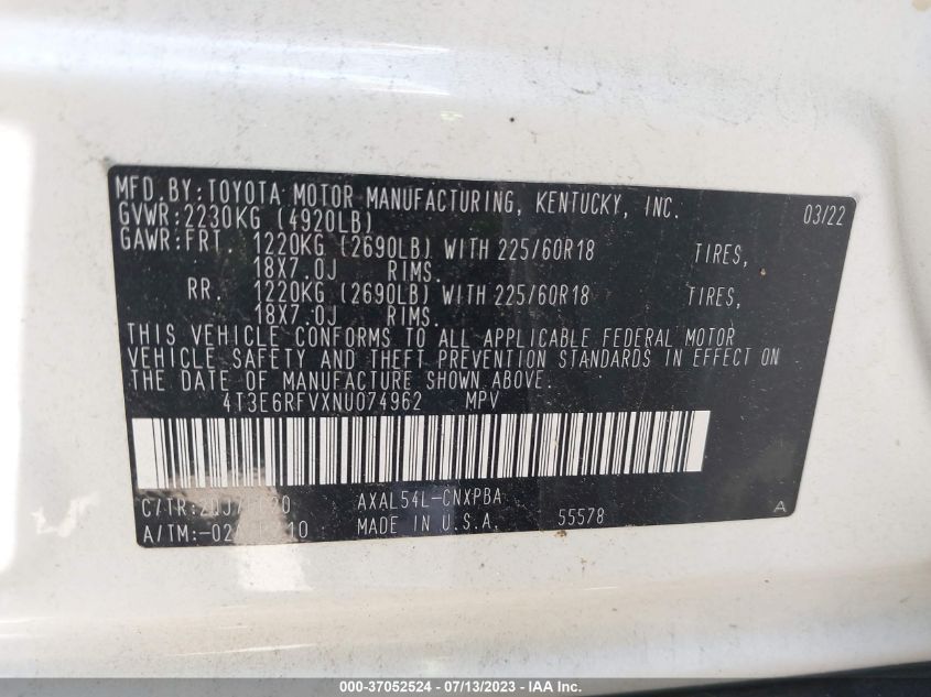 2022 TOYOTA RAV4 HYBRID XSE - 4T3E6RFVXNU074962