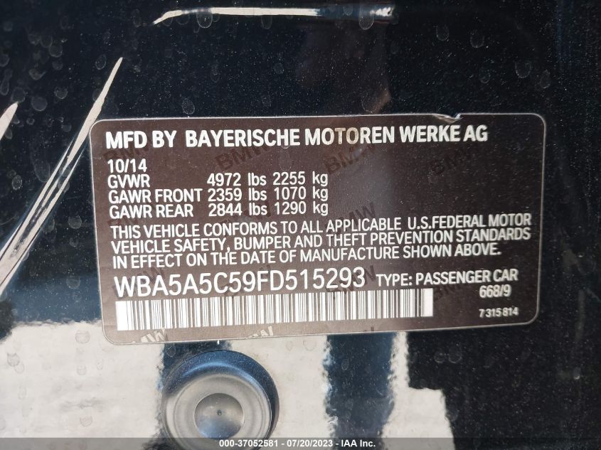 2015 BMW 5 SERIES 528I - WBA5A5C59FD515293