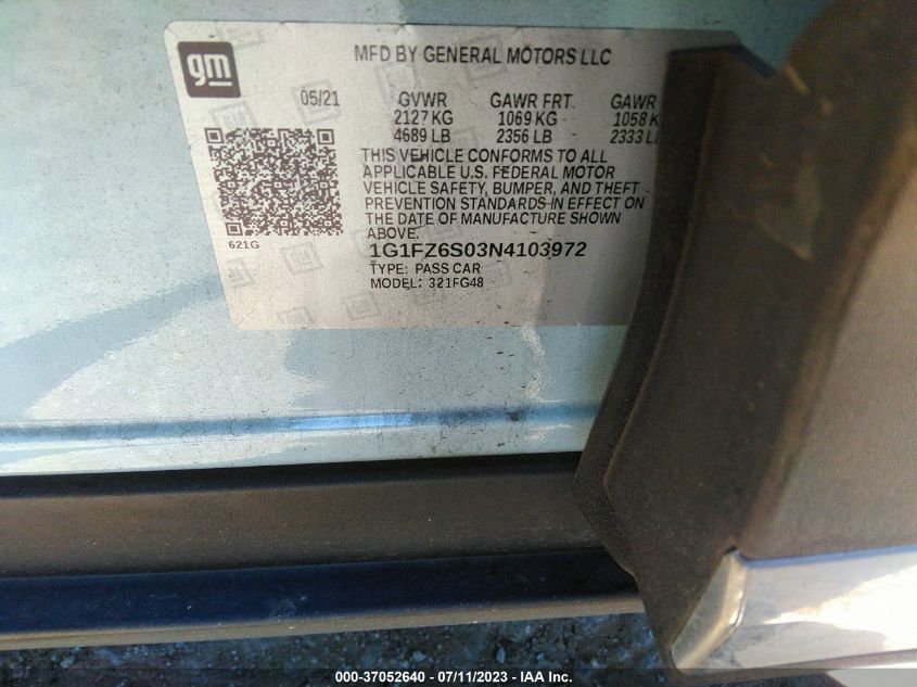 2022 CHEVROLET BOLT EUV PREMIER 1G1FZ6S03N4103972