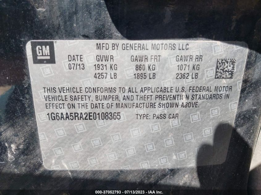 2014 CADILLAC ATS STANDARD RWD - 1G6AA5RA2E0108365