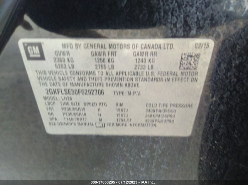 2015 GMC TERRAIN SLT - 2GKFLSE30F6292706