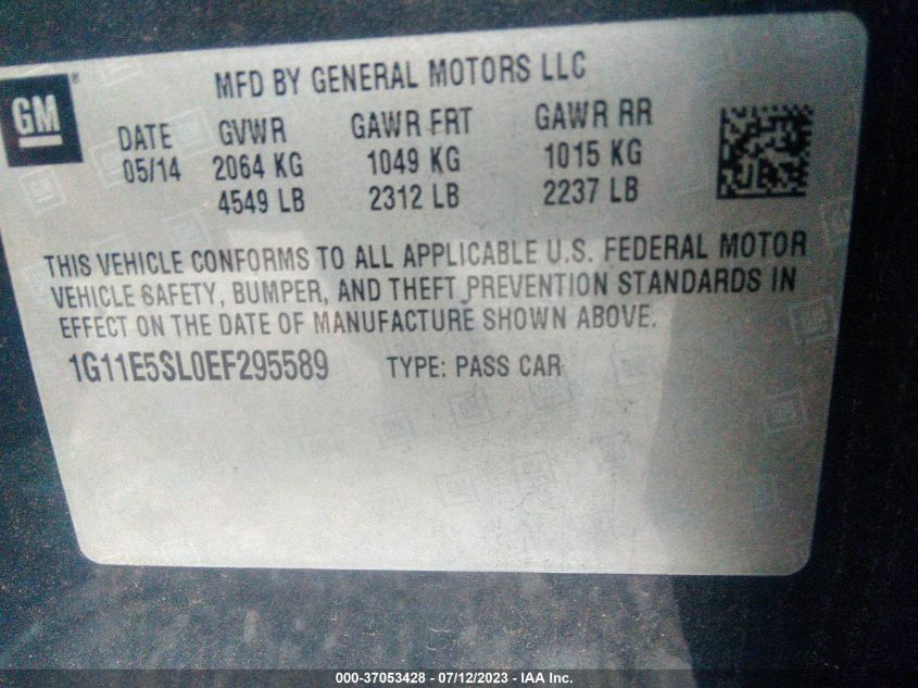 2014 CHEVROLET MALIBU LT - 1G11E5SL0EF295589