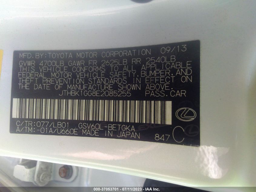 2014 LEXUS ES 350 - JTHBK1GG8E2085255