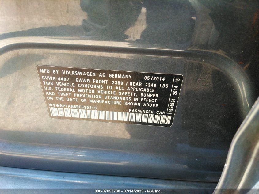 2014 VOLKSWAGEN CC SPORT - WVWBP7AN6EE539210