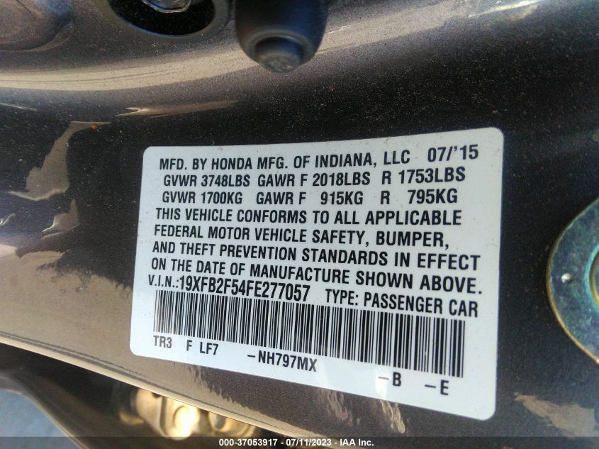 2015 HONDA CIVIC SEDAN LX - 19XFB2F54FE277057